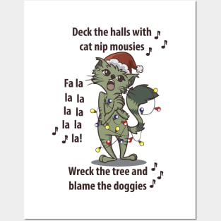 Christmas Carol Singer Cats Caroler for Cat Lovers Posters and Art